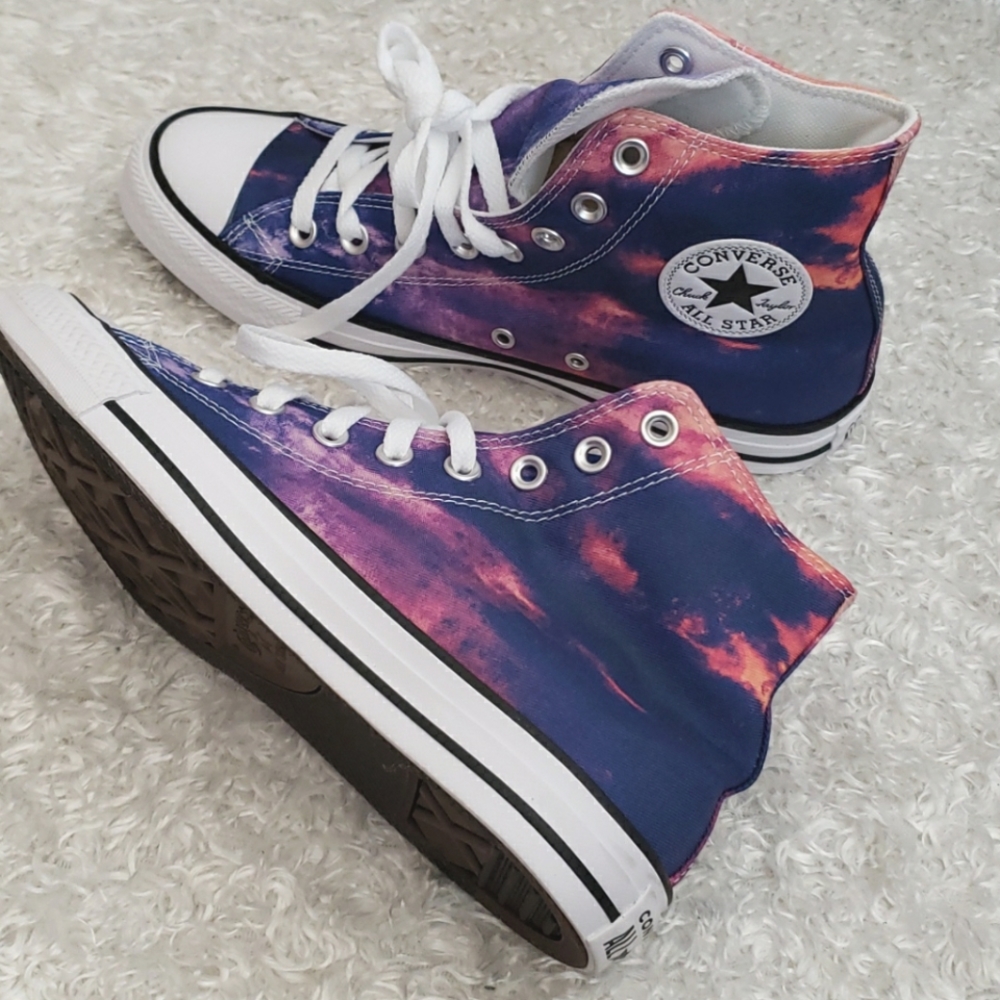 Converse High Top Sneakers in Purple and Pink Tie-Dye